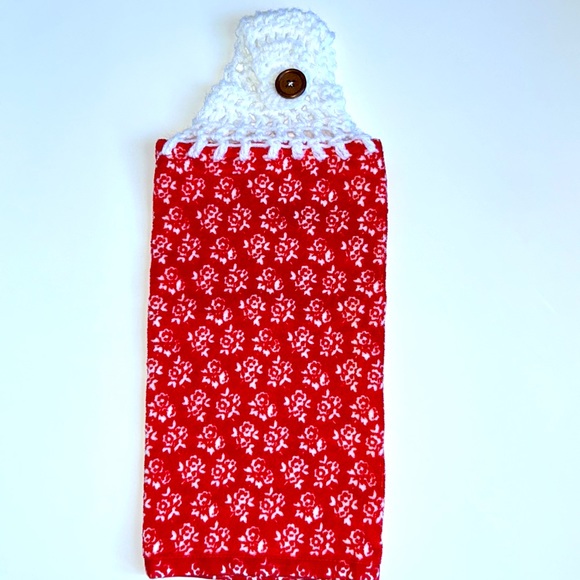 HAND CRAFTED Pioneer Woman Crochet Top Hanging Kitchen or Bathroom Hand Towel - Picture 3 of 5